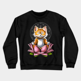 Cute Cat Meditation Crewneck Sweatshirt